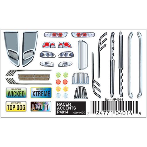 PINECAR 4014	 - 	PINECAR DECAL RACER ACCENTS
