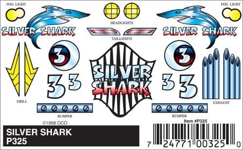 PINECAR 325	 - 	PINECAR DECALS SILVER SHARK