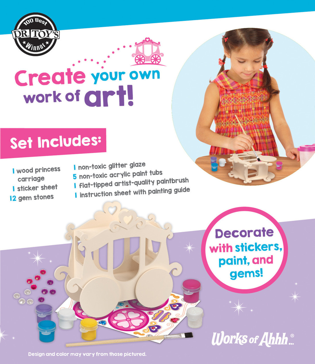 Works of Ahhh Classic Wood Paint Kit - Princess Carriage