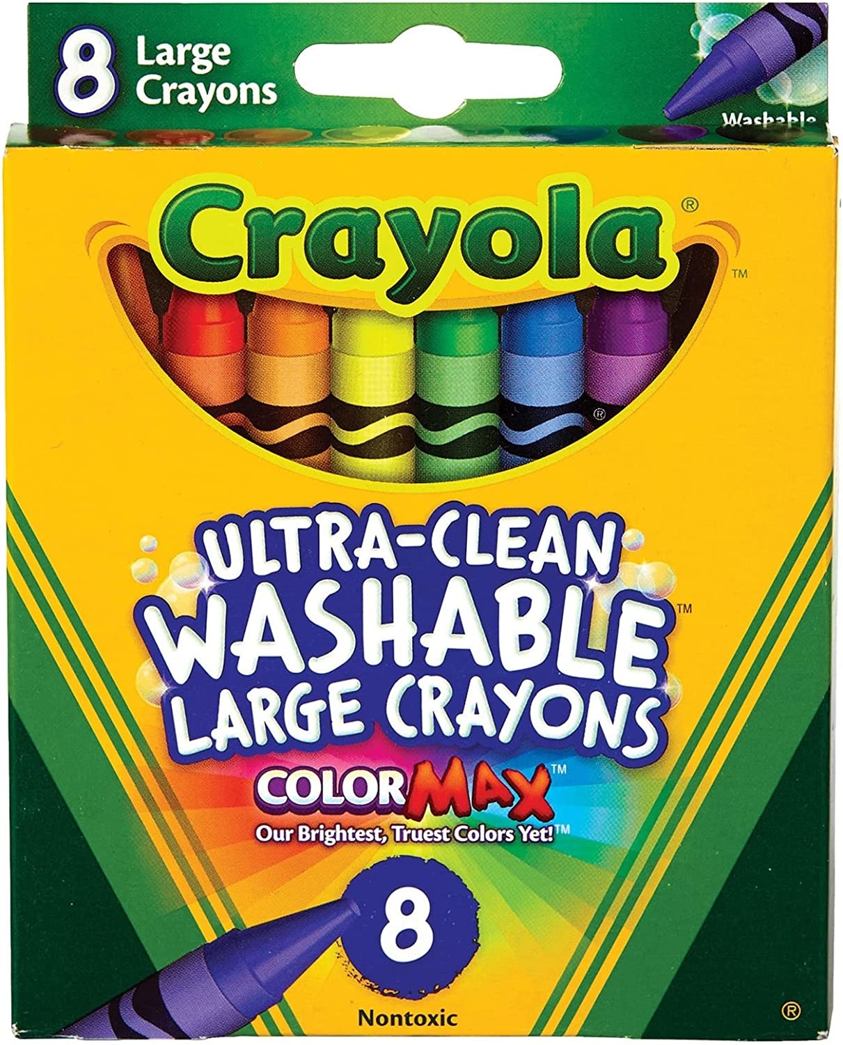 Crayola 523280 Ultra-Clean Washable Crayons, Large, 8