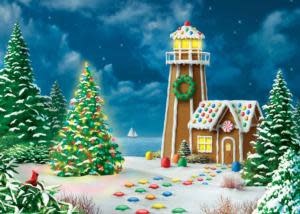 Masterpiece Gingerbread lighthouse glitter puzzle