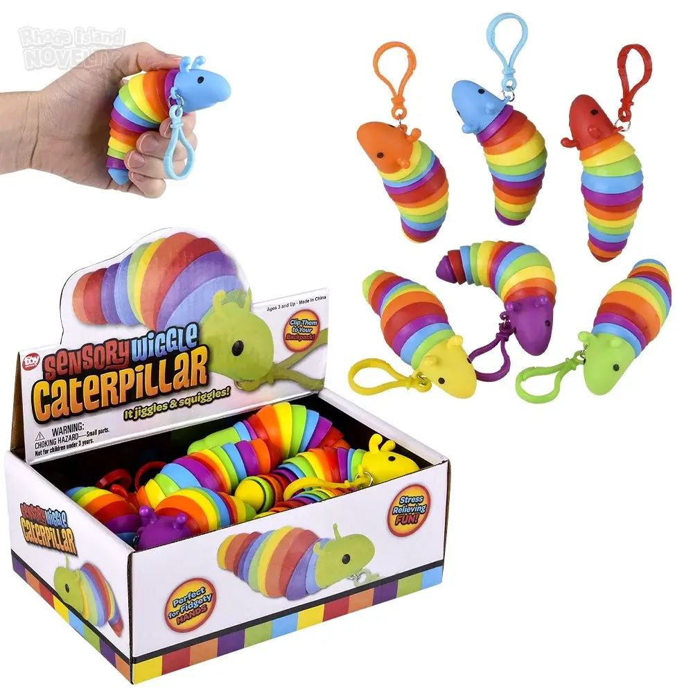 The Toy Network 3.75" Sensory Wiggle Caterpillar Clip On