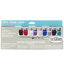 Testors 9-Color Model Car Paint Set & Brushes, 1/4 oz. ea.