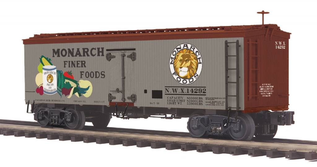 MTH - Premier Monarch Foods 36' Woodsided Reefer Car 20-94415