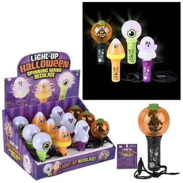 Halloween Light Up Spinning Wand Necklace 4.5"