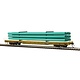 MTH - HO #80-98046, HO TTX (#90278) 60' Wood Deck Flat Car with Green Pipe Load