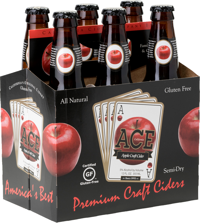 ACE Premium Gluten Free Apple Craft Cider ABV: 5% 6 Pack Bottles