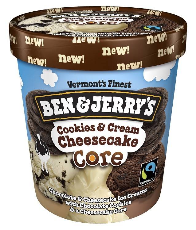 Ben & Jerry's Cookies & Cream Cheesecake Core Ice Cream 1 Pt