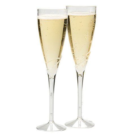 Disposable Champagne Flutes 2x 4.5oz Plastic Glasses