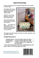 Zippered Storage Bags Pattern