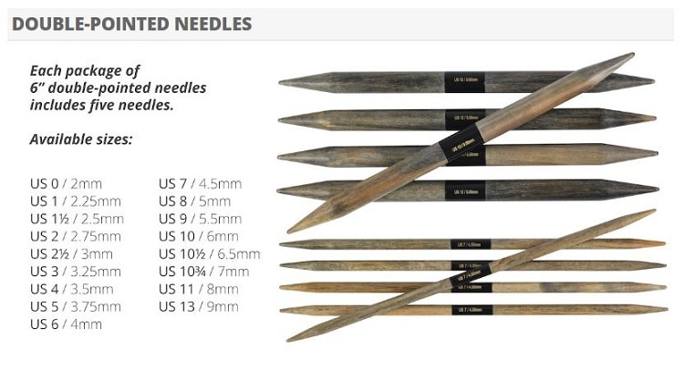 LYKKECRAFTS Lykke Driftwood 6" Double Point Needles