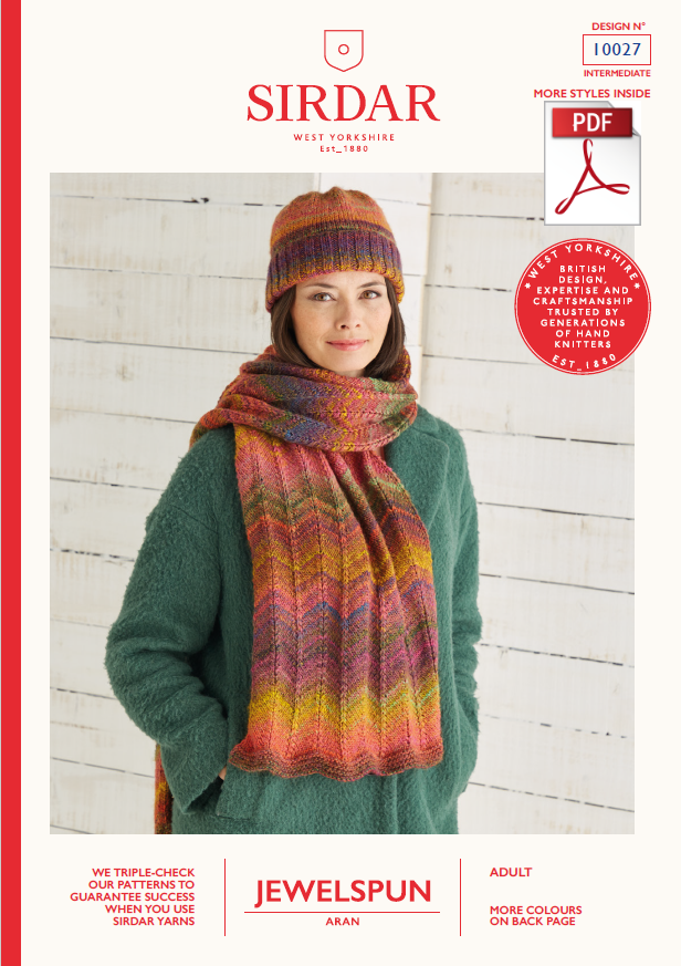 Sirdar 10027 Sirdar Jewelspun Chevron Scarf and Hat