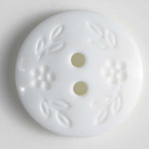 Dill Buttons 201358 White Stamped Flower button 11 mm