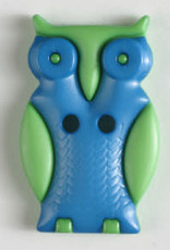 Dill Buttons 330798 Green Blue Owl Button 25mm