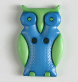 Dill Buttons 330798 Green Blue Owl Button 25mm