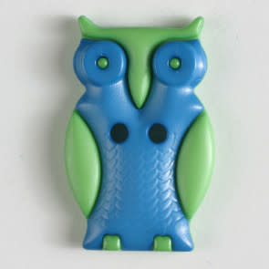 Dill Buttons 330798 Green Blue Owl Button 25mm