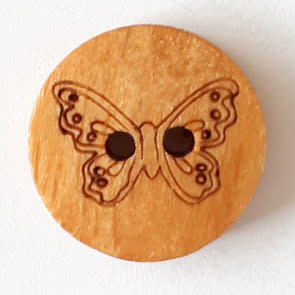 Dill Buttons 261290 Etched Wood Butterfly Button 18 mm