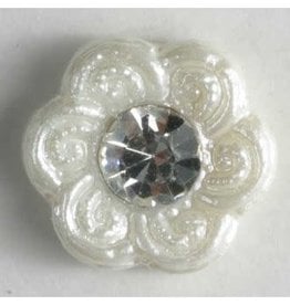 Dill Buttons 330597 White Flower rhinestone center 11 mm