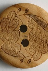 Dill Buttons 260875 Round wood button w/leaves 23mm