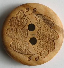 Dill Buttons 260875 Round wood button w/leaves 23mm