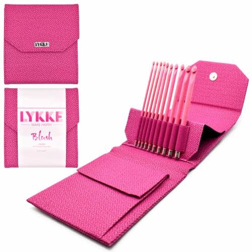 LYKKECRAFTS Lykke Blush 6" CROCHET HOOK Set of 10 Sizes Magenta CASE