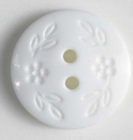 Dill Buttons 201358 White Stamped Flower button 11 mm