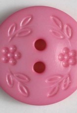 Dill Buttons 228328 Pink Stamped Flower button 15 mm