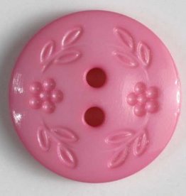 Dill Buttons 228328 Pink Stamped Flower button 15 mm
