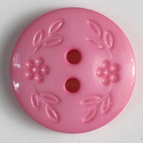 Dill Buttons 228328 Pink Stamped Flower button 15 mm