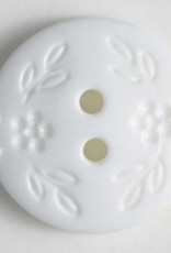 Dill Buttons 221656 White Stamped Flower 15 mm