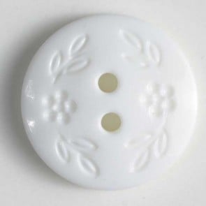 Dill Buttons 221656 White Stamped Flower 15 mm