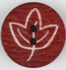 Dill Buttons 251362 Cranberry etched leaf button 18mm