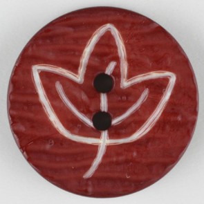 Dill Buttons 251362 Cranberry etched leaf button 18mm