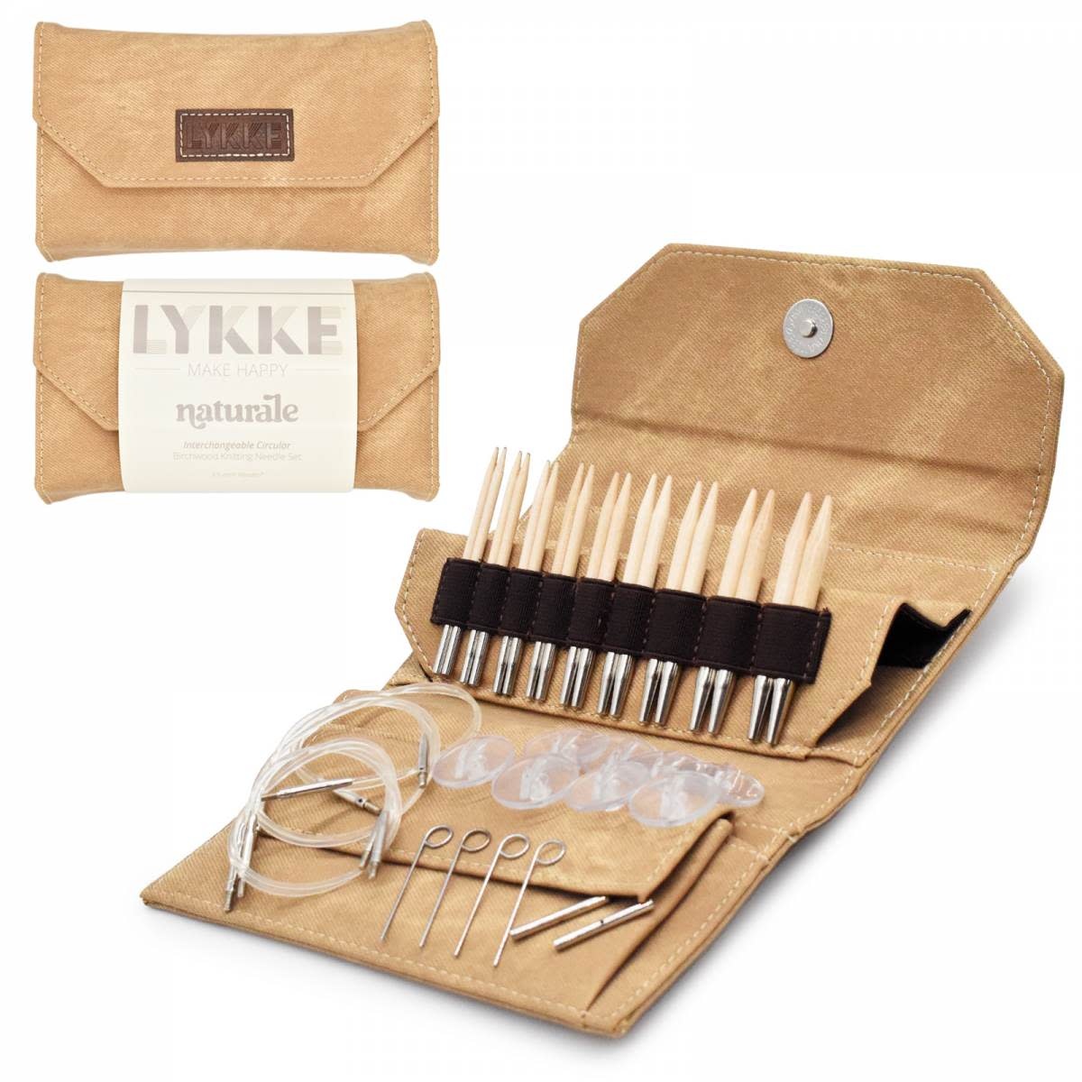 LYKKECRAFTS Lykke NATURALE 3.5" INTERCHANGEABLE US 3-10.5 Needle Set TAN CASE