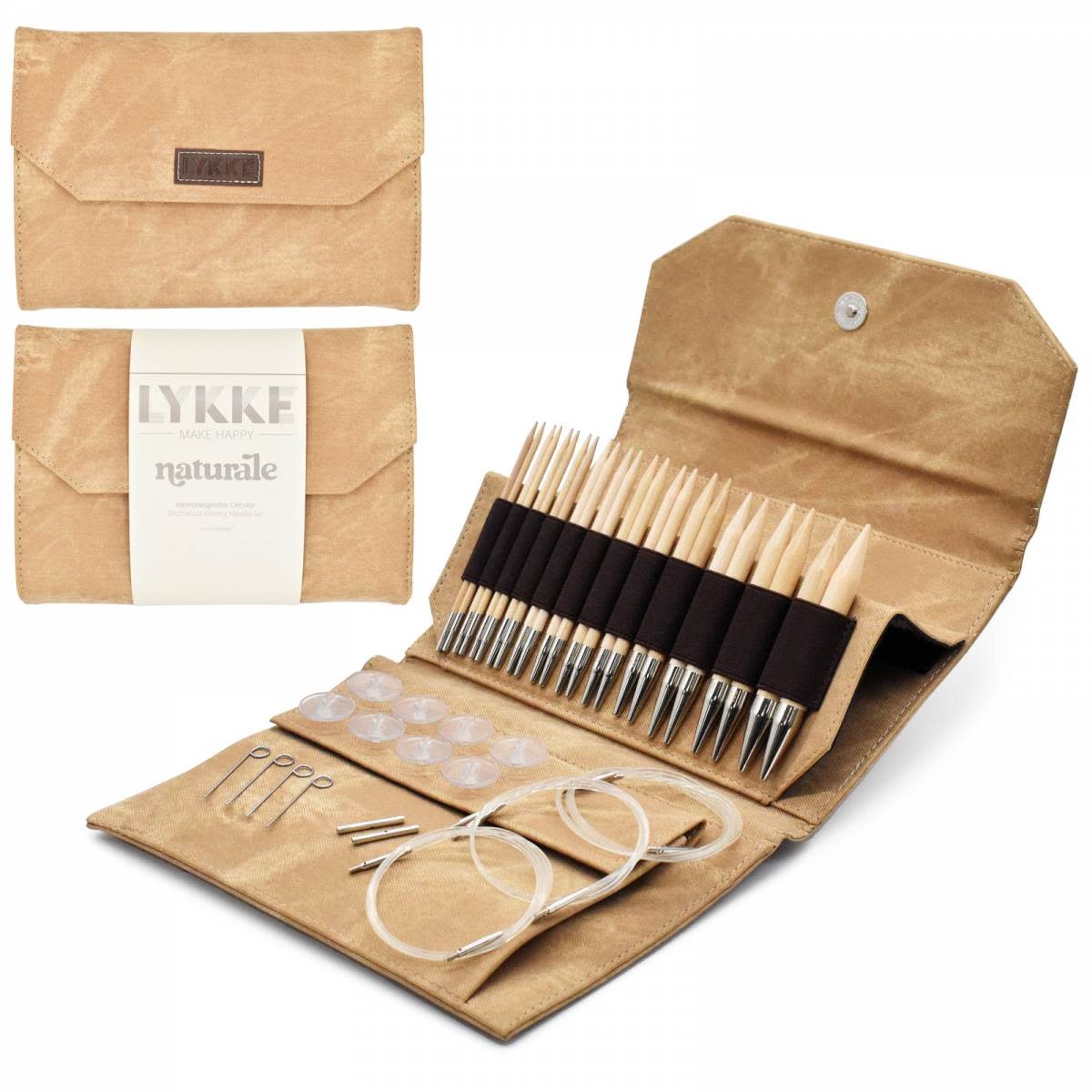 LYKKECRAFTS Lykke NATURALE 5" INTERCHANGEABLE US 4-17 Needle Set TAN  CASE