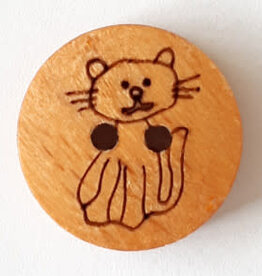 Dill Buttons 241240 Etched Wood Cat Button 15 mm