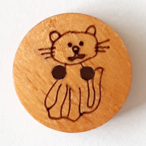 Dill Buttons 241240 Etched Wood Cat Button 15 mm