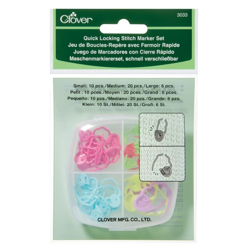 Clover 3033 Clover Quick Lock Stitch Markers 3 Size Set