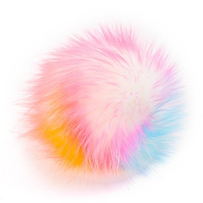Coley Jumbo Faux Fur Pom Pom 5 inch with snap UNICORN