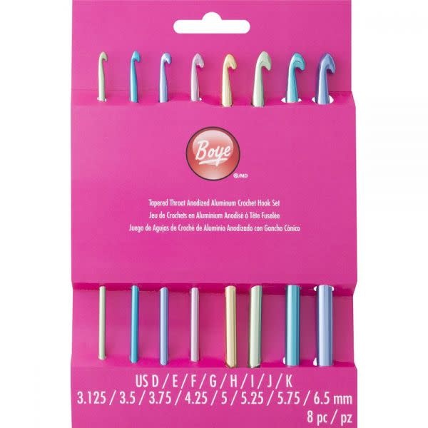 Boye 6279 Aluminum Crochet Hook Set of 8 US D - K (3.125 mm - 6.5 mm)