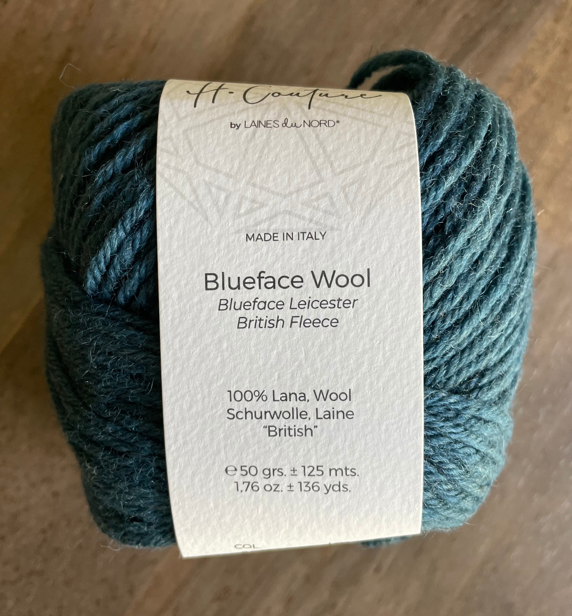 LAINES DU NORD H Couture Blueface Wool 8 TEAL