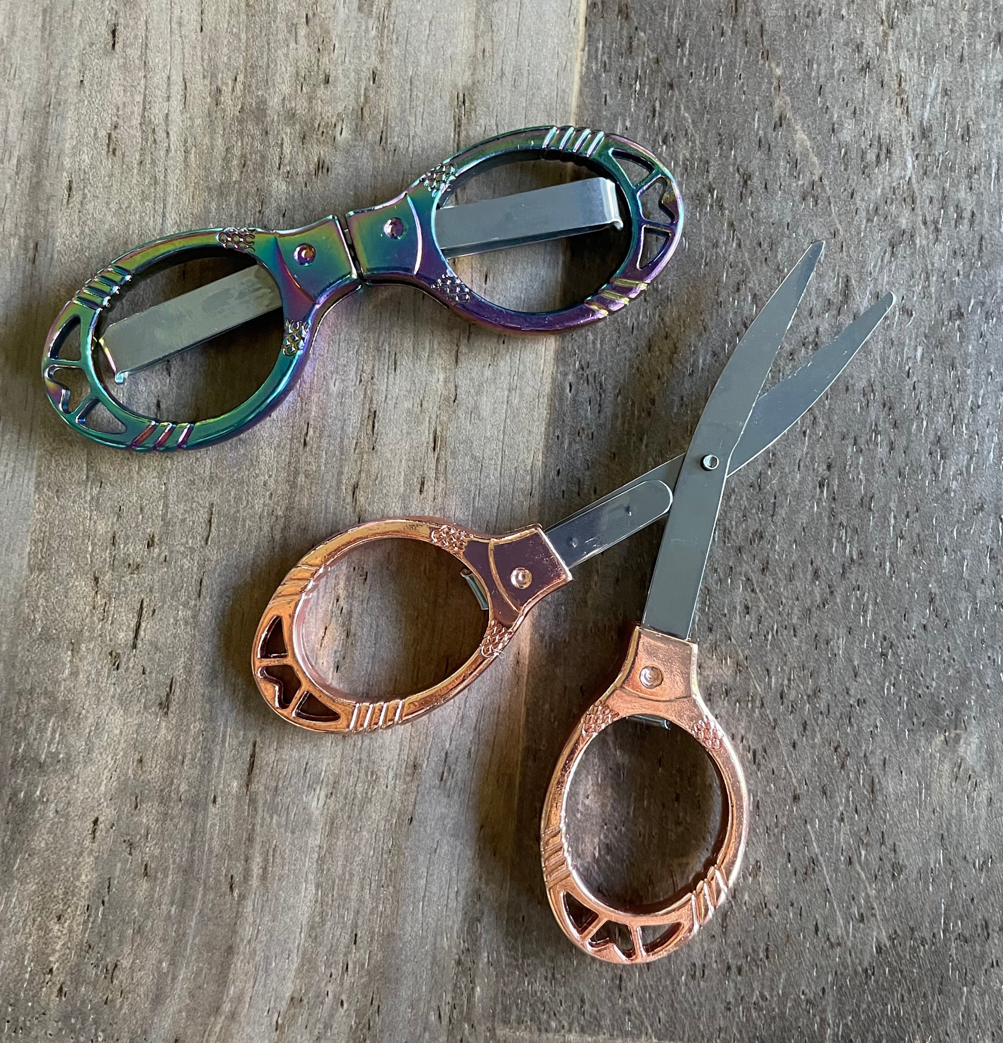 heartstrings Folding Scissors ROSE GOLD or IRIDESCENT RAINBOW