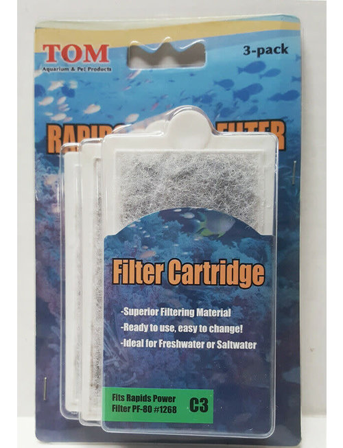 Tom Aquarium Products Rapids Power Filter Carbon Cartridge (3 pack) - Tom