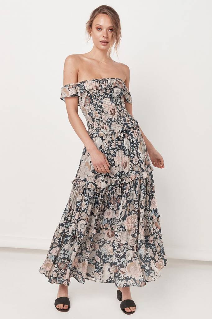 amethyst shirred sundress