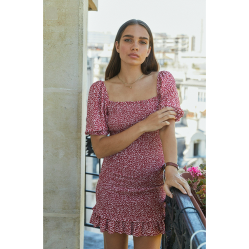 AUGUSTE AUGUSTE MARLOWE SHIRRED MINI DRESS AUGUSTE AUGUSTE MARLOWE SHIRRED MINI DRESS