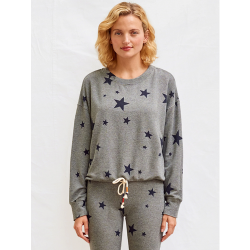 SUNDRY SUNDRY STARS CINCHED SWEATSHIRT SUNDRY SUNDRY STARS CINCHED SWEATSHIRT