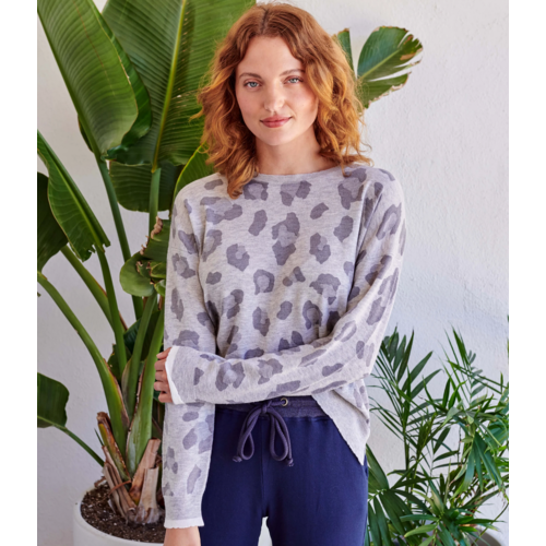 SUNDRY SUNDRY TONAL LEOPARD CREW SWEATER SUNDRY SUNDRY TONAL LEOPARD CREW SWEATER