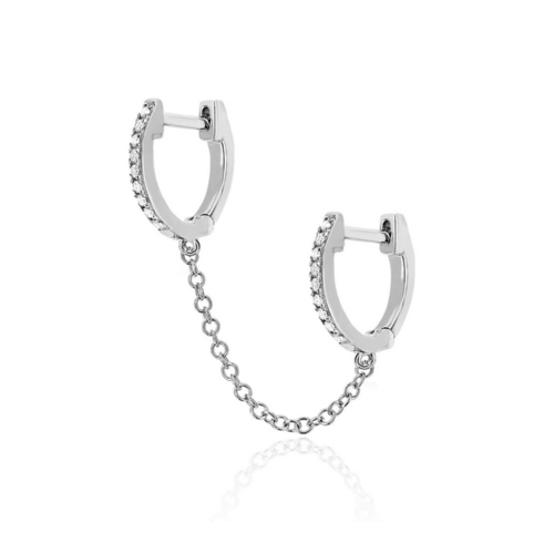 EF COLLECTION EF COLLECTION DIAMOND DOUBLE HUGGIE CHAIN EARRING EF COLLECTION EF COLLECTION DIAMOND DOUBLE HUGGIE CHAIN EARRING