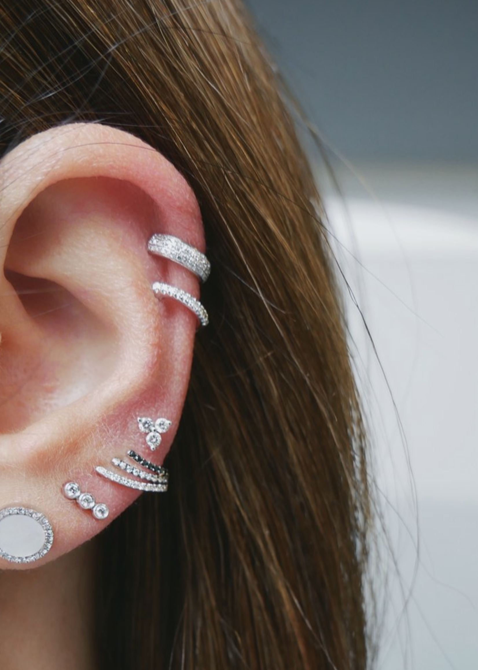 EF COLLECTION EF COLLECTION DIAMOND VERTICAL TRIPLE BEZEL STUD EARRING