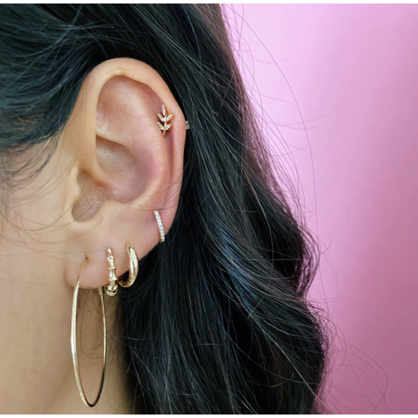 EF COLLECTION GOLD DOME MINI HUGGIE EARRING